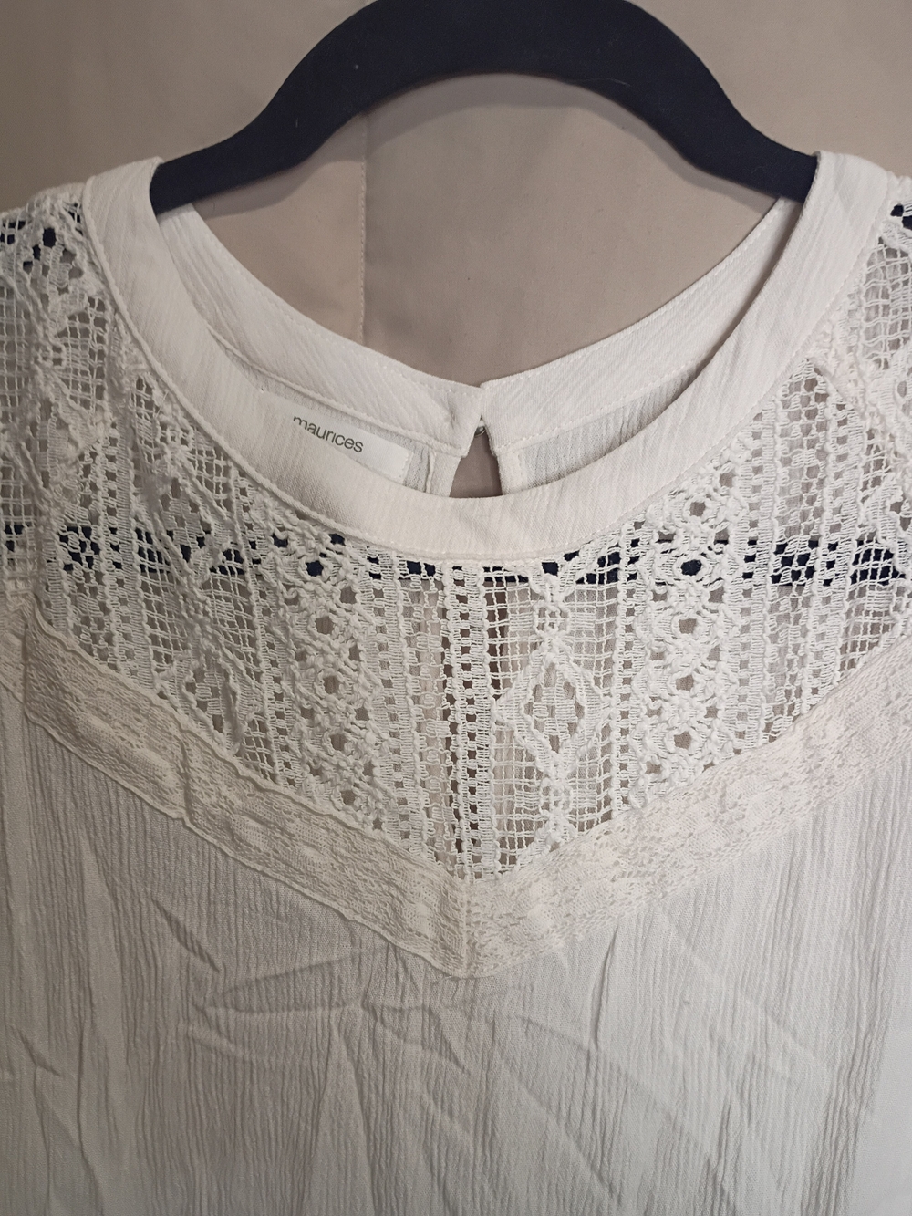 Maurices Women's White Lace Yoke Blouse